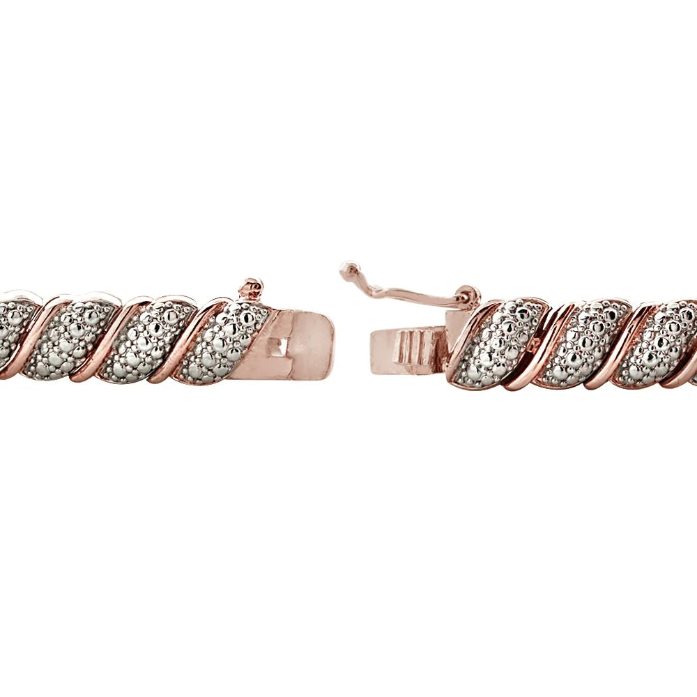 18K Rose Gold Plated 1Ct TDW Diamond Fancy Design Tennis Bracelet
