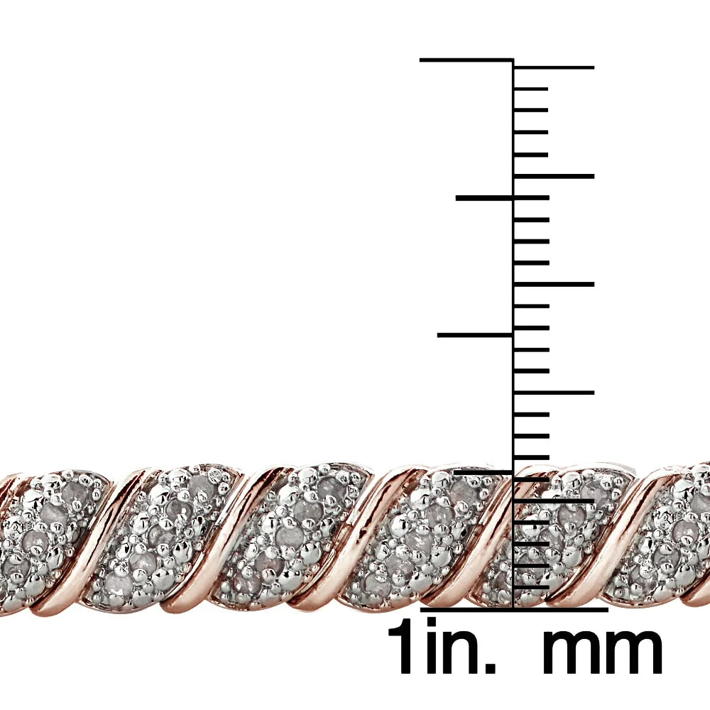 18K Rose Gold Plated 1Ct TDW Diamond Fancy Design Tennis Bracelet